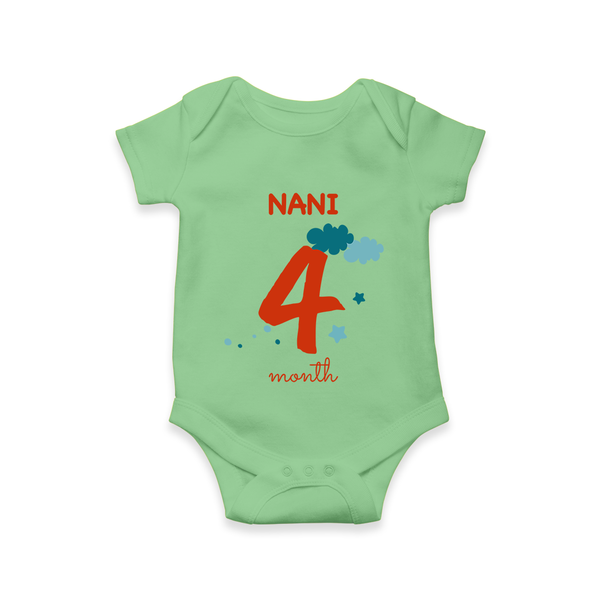 4 Month Old Baby Clothing | Custom Romper/Onesie Design | Ideal for Gifting - GREEN - New Born (Chest 14")