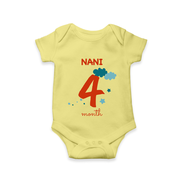 4 Month Old Baby Clothing | Custom Romper/Onesie Design | Ideal for Gifting - PASTEL YELLOW - New Born (Chest 14")