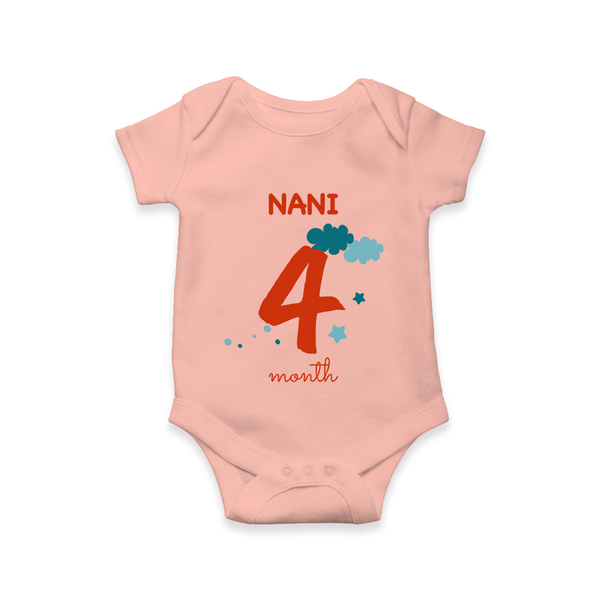 4 Month Old Baby Clothing | Custom Romper/Onesie Design | Ideal for Gifting - PEACH - New Born (Chest 14")