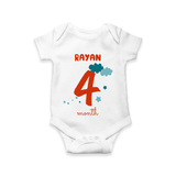 Celebrate The 4th Month Birthday Custom Romper, Personalized with your Baby's name - WHITE - 0 - 3 Months Old (Chest 16")