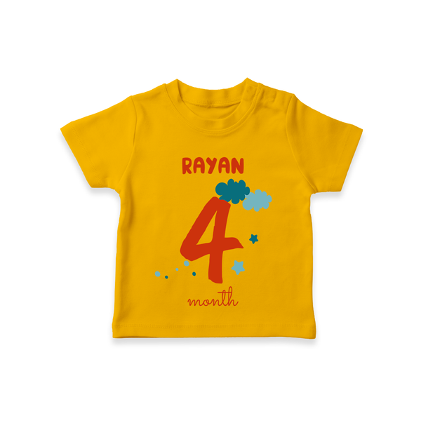 Celebrate The 4th Month Birthday Custom T-Shirt, Personalized with your Baby's name - CHROME YELLOW - 0 - 5 Months Old (Chest 17")
