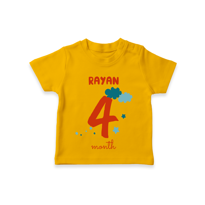 Celebrate The 4th Month Birthday Custom T-Shirt, Personalized with your Baby's name - CHROME YELLOW - 0 - 5 Months Old (Chest 17")