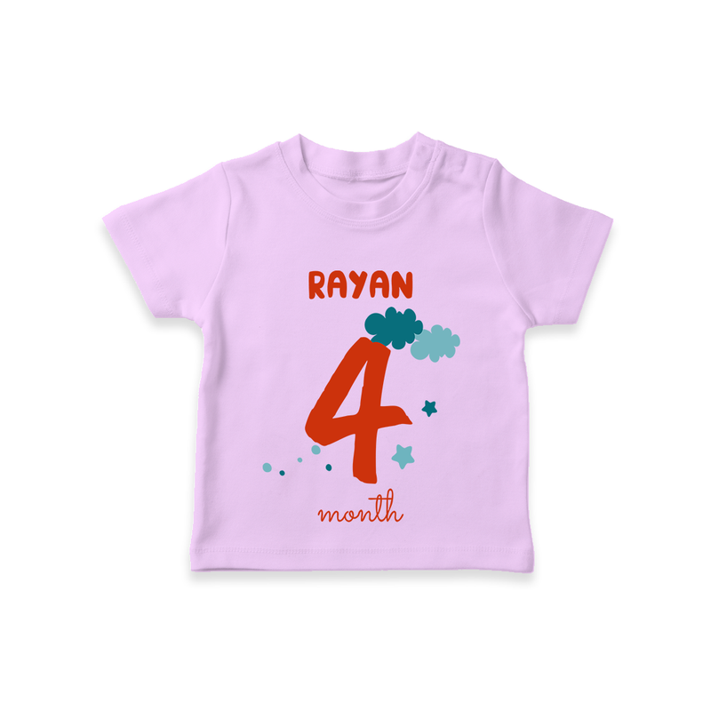 Celebrate The 4th Month Birthday Custom T-Shirt, Personalized with your Baby's name - LILAC - 0 - 5 Months Old (Chest 17")