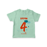 Celebrate The 4th Month Birthday Custom T-Shirt, Personalized with your Baby's name - MINT GREEN - 0 - 5 Months Old (Chest 17")