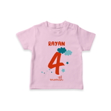 Celebrate The 4th Month Birthday Custom T-Shirt, Personalized with your Baby's name - PINK - 0 - 5 Months Old (Chest 17")