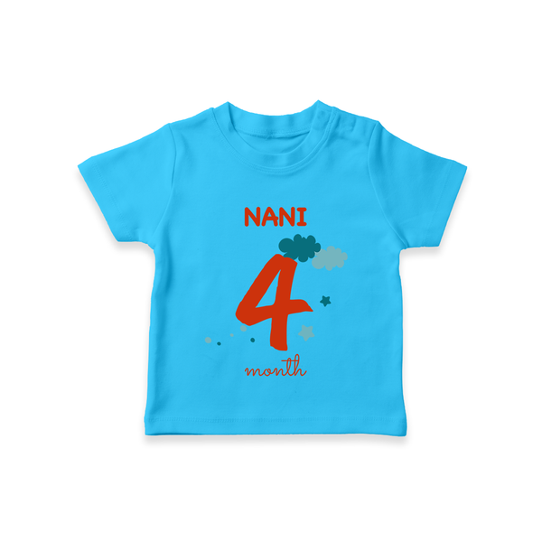 4 Month Old Baby Clothing | Custom T-Shirt Design | Ideal for Gifting - SKY BLUE - 0-5 Months Old (Chest 17")