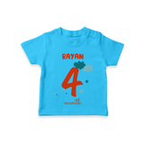 Celebrate The 4th Month Birthday Custom T-Shirt, Personalized with your Baby's name - SKY BLUE - 0 - 5 Months Old (Chest 17")