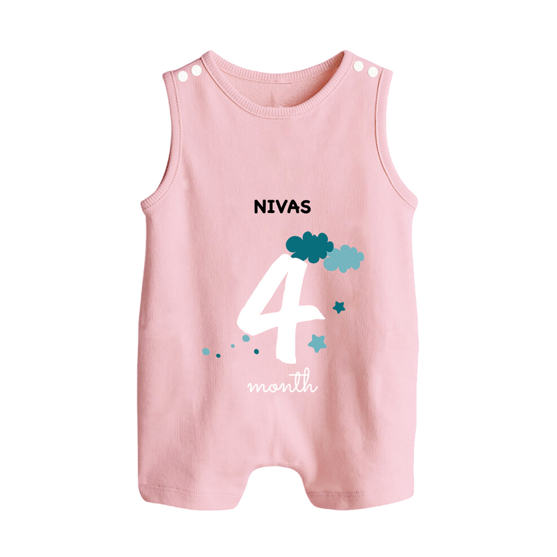 Celebrate Your Baby's Fourth Month With Our Uniquely Customized Baby Romper Suit, Designed For Precious Moments - BABY PINK - 0 - 5 Months Old (Chest 18")