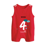 Celebrate Your Baby's Fourth Month With Our Uniquely Customized Baby Romper Suit, Designed For Precious Moments - RED - 0 - 5 Months Old (Chest 18")