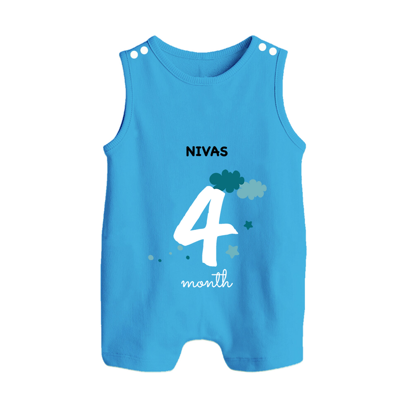 Celebrate Your Baby's Fourth Month With Our Uniquely Customized Baby Romper Suit, Designed For Precious Moments - ROYAL BLUE - 0 - 5 Months Old (Chest 18")