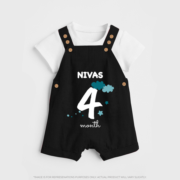 4 Month Old Baby Clothing | Custom Dungaree Set Design | Ideal for Gifting - BLACK - 0 - 5 Months Old (Chest 18")