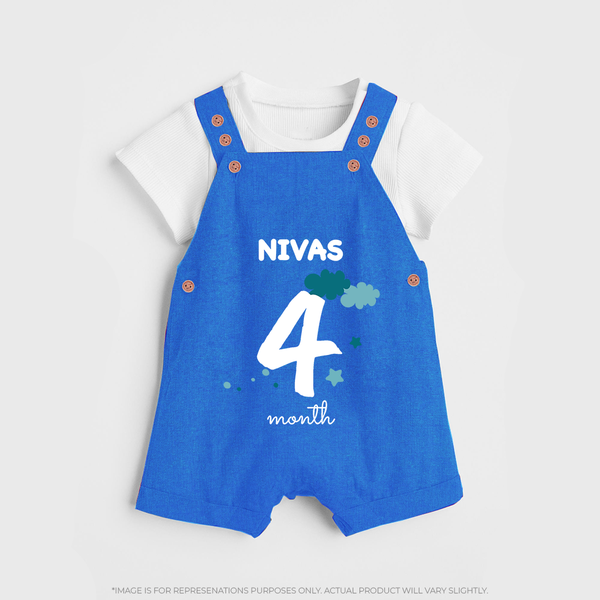 4 Month Old Baby Clothing | Custom Dungaree Set Design | Ideal for Gifting - COBALT BLUE - 0 - 5 Months Old (Chest 18")