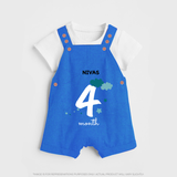 Celebrate Your Baby's Fourth Month With Our Uniquely Customized Baby Dungaree Set, Designed For Precious Moments - COBALT BLUE - 0 - 5 Months Old (Chest 18")