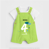 Celebrate Your Baby's Fourth Month With Our Uniquely Customized Baby Dungaree Set, Designed For Precious Moments - GREEN - 0 - 5 Months Old (Chest 18")