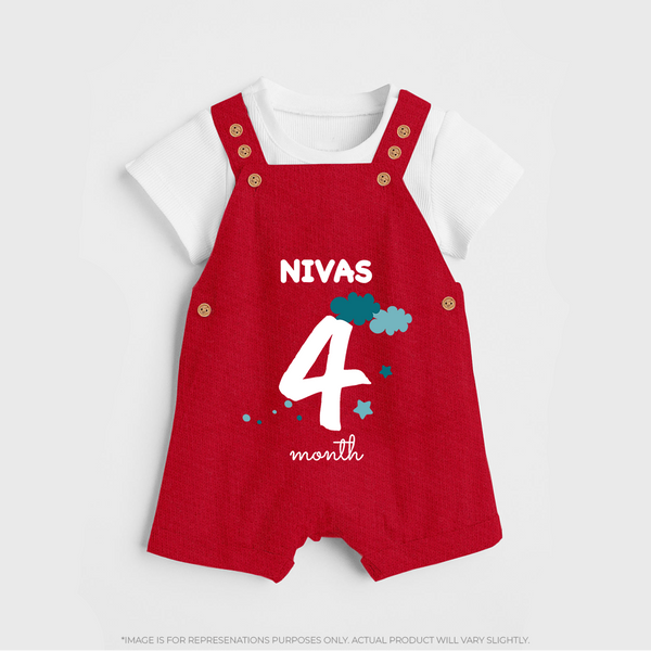 4 Month Old Baby Clothing | Custom Dungaree Set Design | Ideal for Gifting - RED - 0 - 5 Months Old (Chest 18")