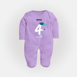 Celebrate Your Baby's Fourth Month With Our Uniquely Customized Baby Sleep Suit, Designed For Precious Moments - LILAC - New Born (Chest 7.5")