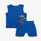 Celebrate The 4th Month Birthday Custom Jabla set, Personalized with your Baby's name - MIDNIGHT BLUE - 0 - 3 Months Old (Chest 9.8")