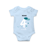 Celebrate Your Baby's Fourth Month With Our Uniquely Customized Baby Romper, Designed For Precious Moments - BABY BLUE - 0 - 3 Months Old (Chest 16")