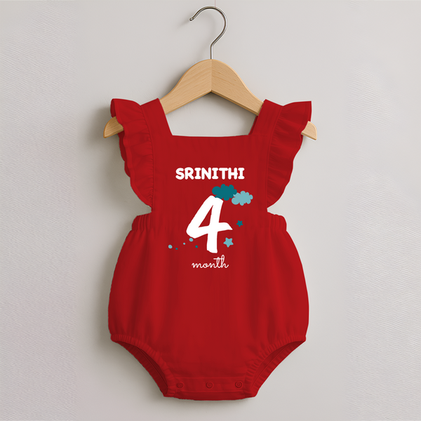 4 Month Old Baby Clothing | Custom Romper Frock Design | Ideal for Gifting - RED - 0 - 3 Months Old (Chest 19")