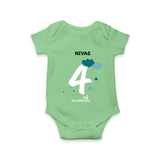 Celebrate Your Baby's Fourth Month With Our Uniquely Customized Baby Romper, Designed For Precious Moments - GREEN - 0 - 3 Months Old (Chest 16")