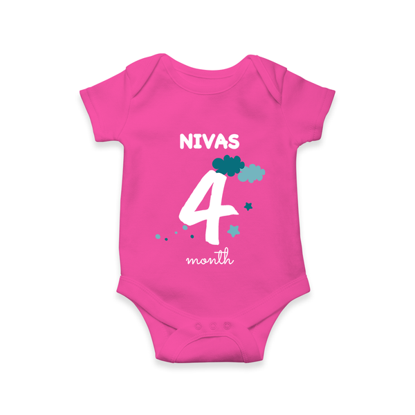 4 Month Old Baby Clothing | Custom Romper/Onesie Design | Ideal for Gifting - HOT PINK - New Born (Chest 14")