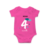 Celebrate Your Baby's Fourth Month With Our Uniquely Customized Baby Romper, Designed For Precious Moments - HOT PINK - 0 - 3 Months Old (Chest 16")