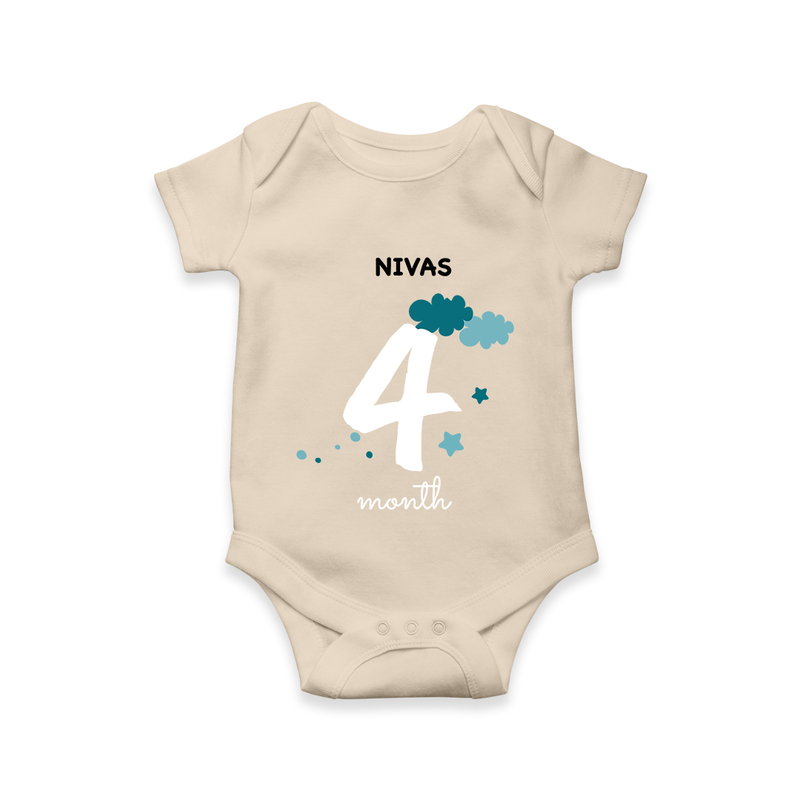 Celebrate Your Baby's Fourth Month With Our Uniquely Customized Baby Romper, Designed For Precious Moments - IVORY - 0 - 3 Months Old (Chest 16")