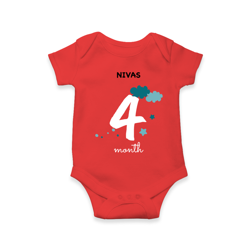 Celebrate The 4th Month Birthday Custom Romper, Personalized with your Baby's name