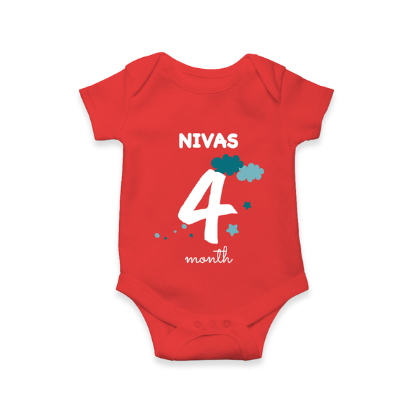 4 Month Old Baby Clothing | Custom Romper/Onesie Design | Ideal for Gifting - RED - New Born (Chest 14")