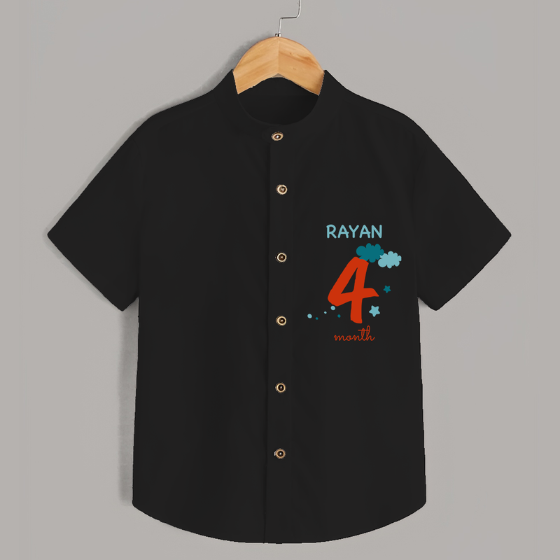 Celebrate The 4th Month Birthday with Custom Shirt, Personalized with your Baby's name - BLACK - 0 - 6 Months Old (Chest 21")