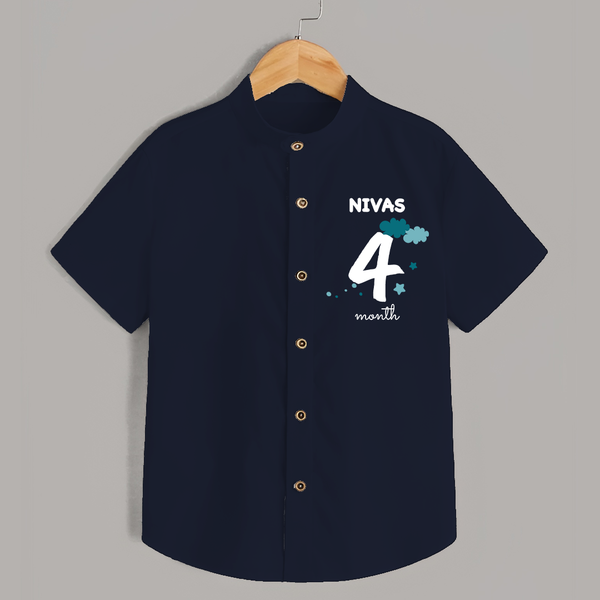 4 Month Old Baby Clothing | Custom Shirt Design | Ideal for Gifting - NAVY BLUE - 0 - 6 Months Old (Chest 23")