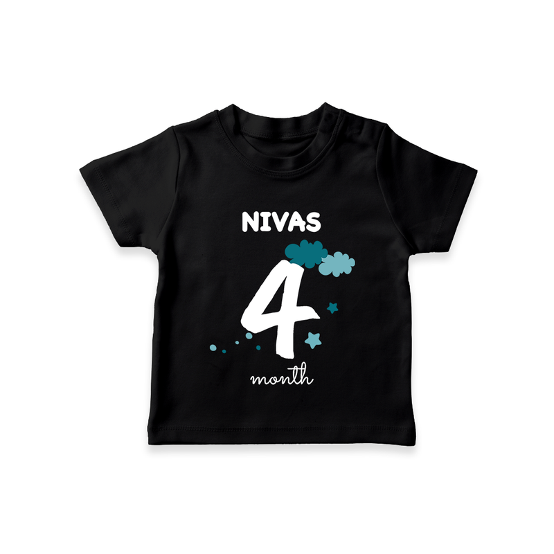 4 Month Old Baby Clothing | Custom T-Shirt Design | Ideal for Gifting - BLACK - 0-5 Months Old (Chest 17")