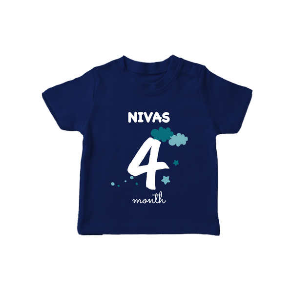 4 Month Old Baby Clothing | Custom T-Shirt Design | Ideal for Gifting - NAVY BLUE - 0-5 Months Old (Chest 17")