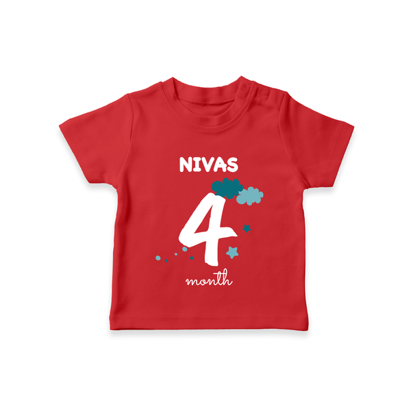 4 Month Old Baby Clothing | Custom T-Shirt Design | Ideal for Gifting - RED - 0-5 Months Old (Chest 17")