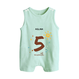 Celebrate Your Baby's Fifth Month With Our Uniquely Customized Baby Romper Suit, Designed For Precious Moments - MINT GREEN - 0 - 5 Months Old (Chest 18")