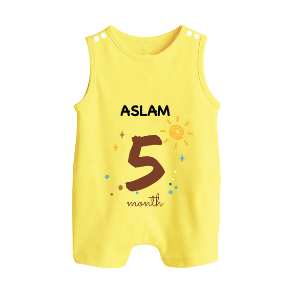 5 Month Old Baby Clothing | Custom Romper Suit/ Sleeveless Romper Design | Ideal for Gifting - PASTEL YELLOW - 0 - 5 Months Old (Chest 18")