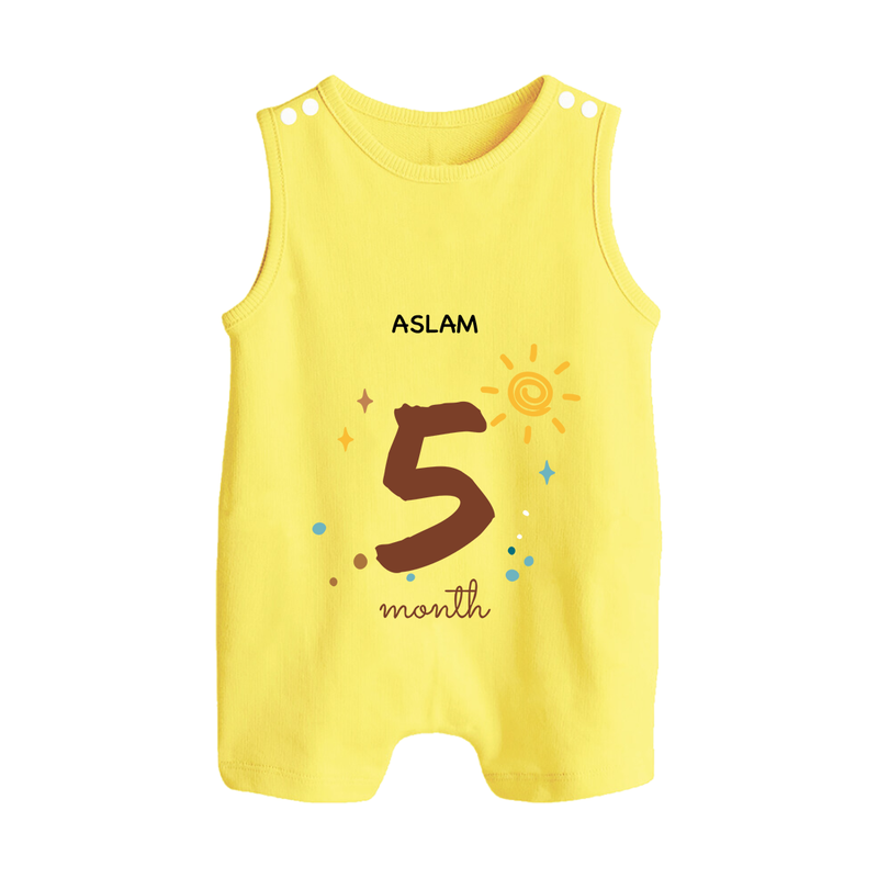 Celebrate Your Baby's Fifth Month With Our Uniquely Customized Baby Romper Suit, Designed For Precious Moments - PASTEL YELLOW - 0 - 5 Months Old (Chest 18")