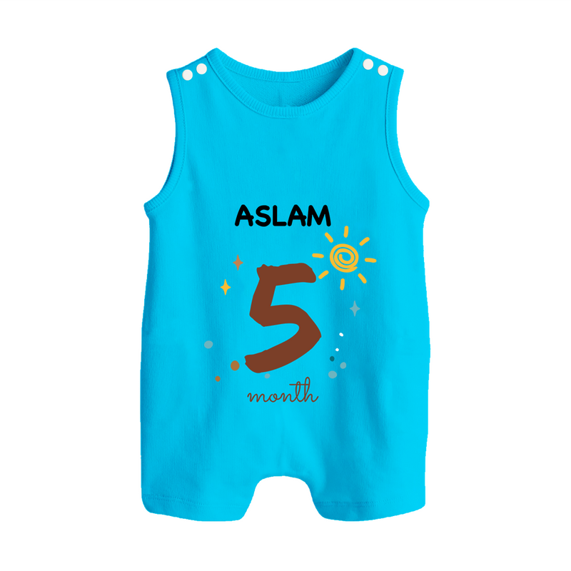 5 Month Old Baby Clothing | Custom Romper Suit/ Sleeveless Romper Design | Ideal for Gifting - SKY BLUE - 0 - 5 Months Old (Chest 18")