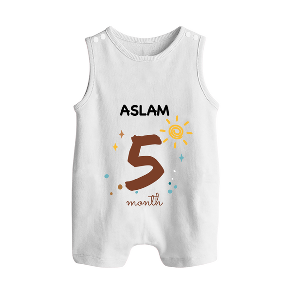 5 Month Old Baby Clothing | Custom Romper Suit/ Sleeveless Romper Design | Ideal for Gifting - WHITE - 0 - 5 Months Old (Chest 18")