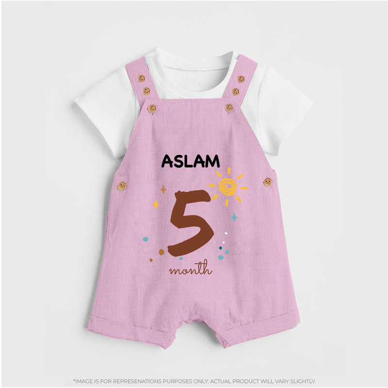 5 Month Old Baby Clothing | Custom Dungaree Set Design | Ideal for Gifting - BABY PINK - 0 - 5 Months Old (Chest 18")