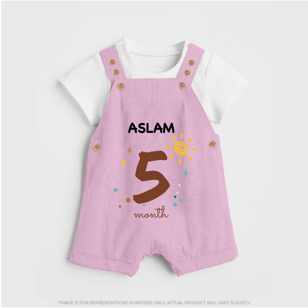 5 Month Old Baby Clothing | Custom Dungaree Set Design | Ideal for Gifting - BABY PINK - 0 - 5 Months Old (Chest 18")