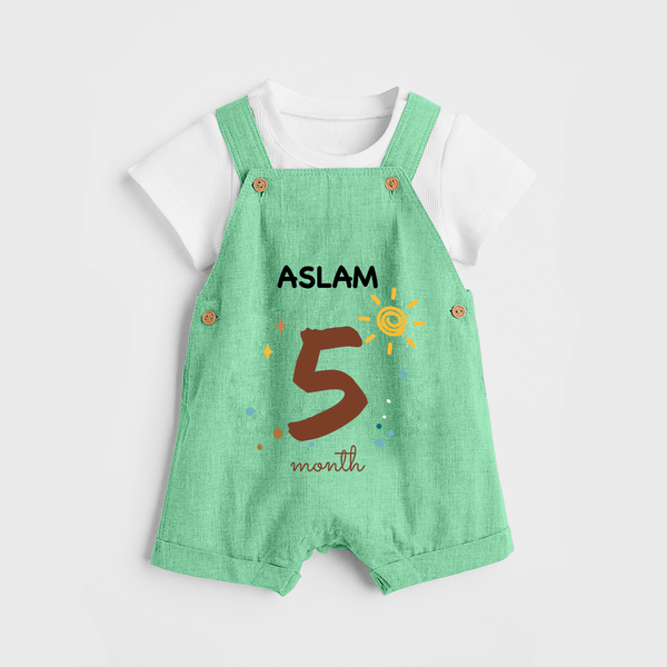 5 Month Old Baby Clothing | Custom Dungaree Set Design | Ideal for Gifting - GREEN - 0 - 5 Months Old (Chest 18")