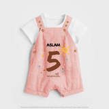 Celebrate Your Baby's Fifth Month With Our Uniquely Customized Baby Dungaree Set, Designed For Precious Moments - PEACH - 0 - 5 Months Old (Chest 18")