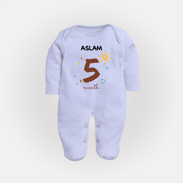 5 Month Old Baby Clothing | Custom Full Sleeve Bodysuit/ Sleep Suit/ Jumpsuit Design | Ideal for Gifting - BABY BLUE - New Born (Chest 7.5")