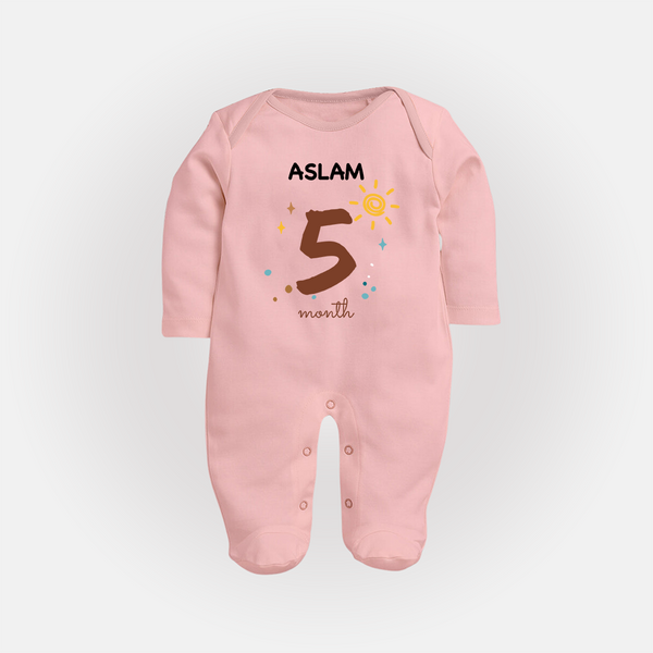5 Month Old Baby Clothing | Custom Full Sleeve Bodysuit/ Sleep Suit/ Jumpsuit Design | Ideal for Gifting - BABY PINK - New Born (Chest 7.5")