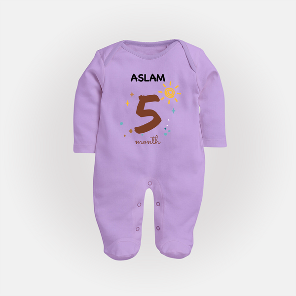 5 Month Old Baby Clothing | Custom Full Sleeve Bodysuit/ Sleep Suit/ Jumpsuit Design | Ideal for Gifting - LILAC - New Born (Chest 7.5")