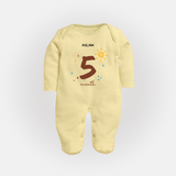 Celebrate Your Baby's Fifth Month With Our Uniquely Customized Baby Sleep Suit, Designed For Precious Moments - PASTEL YELLOW - New Born (Chest 7.5")