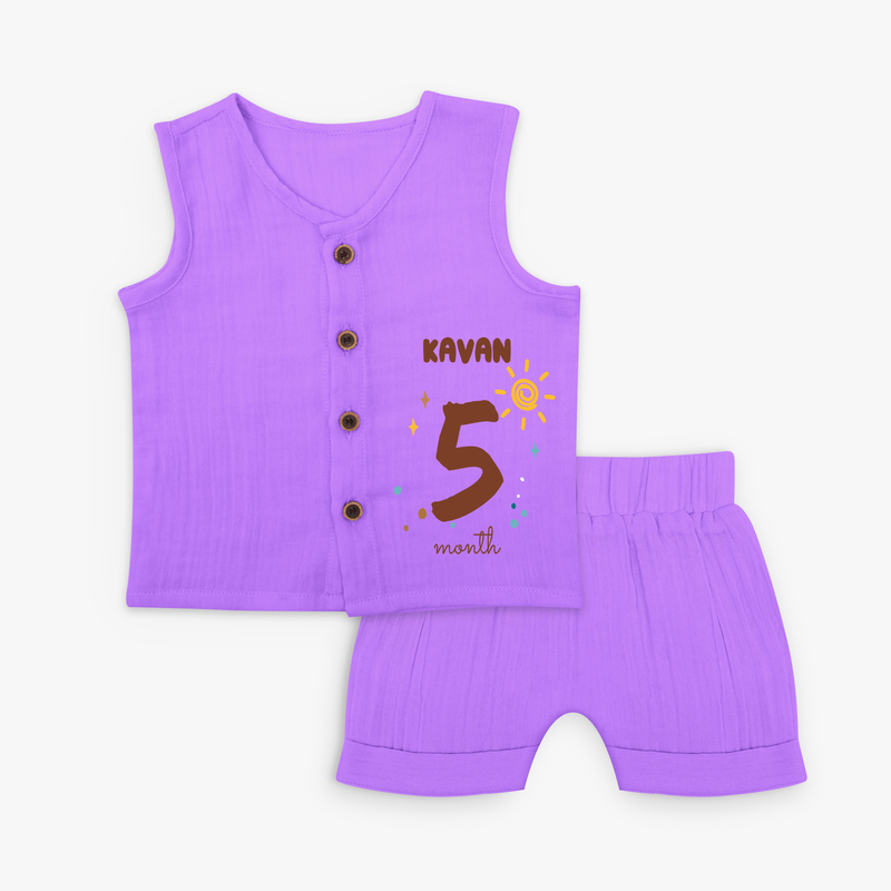 Celebrate The 5th Month Birthday Custom Jabla set, Personalized with your Baby's name - PURPLE - 0 - 3 Months Old (Chest 9.8")