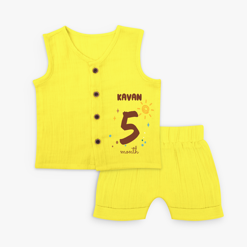 Celebrate The 5th Month Birthday Custom Jabla set, Personalized with your Baby's name - YELLOW - 0 - 3 Months Old (Chest 9.8")