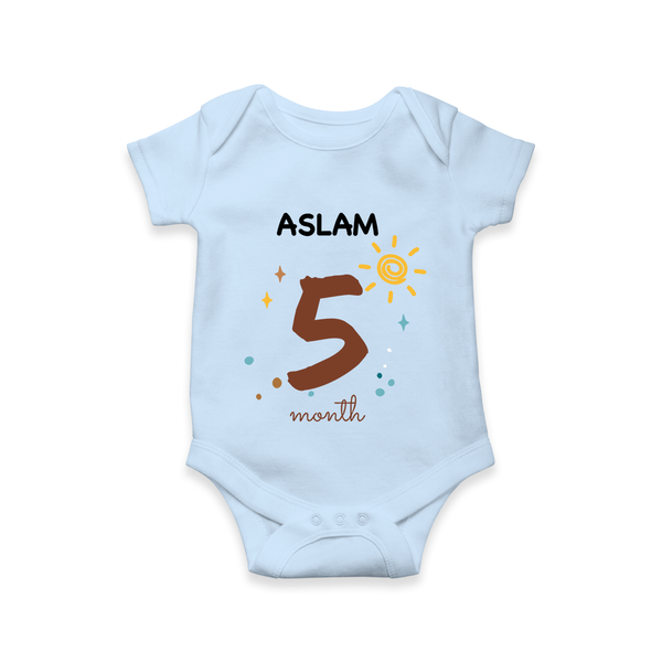 5 Month Old Baby Clothing | Custom Romper/Onesie Design | Ideal for Gifting - BABY BLUE - New Born (Chest 14")